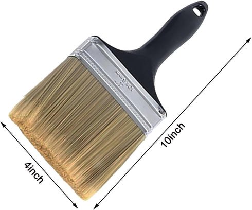 5 Pieces 4 Inch Paint Brushes,Flat Painting Brush Tool with Treated Plastic Handle for Home Furniture DIY Paint,Wood Cabinet,Fences,Deck and Wall ...