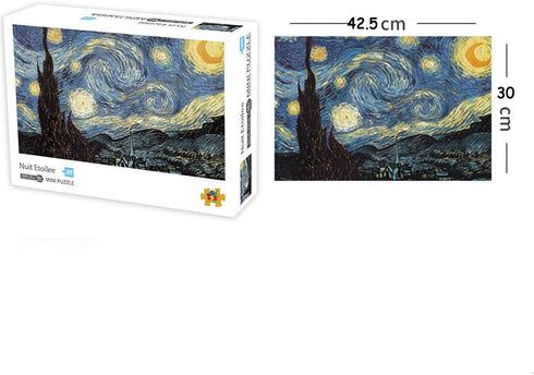 1000 Pieces Jigsaw Puzzles Adults The Smallest Size Starry Night Puzzles Difficult Famous Painting Thicker Paper Puzzle for Adult(Size 42.5X 30cm)...