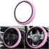 LoyaForba Bling Leather Steering Wheel Cover with Crystal Diamond, Universal 14.5-15 Inch Soft Anti-Slip Elastic Sparkly Protector for Steering Wh...