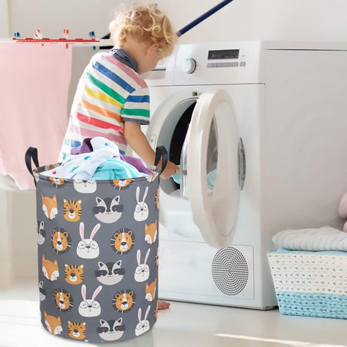 Kids Laundry Basket,Collapsible Fabric Storage Container,Baby Nursery Hamper for Boys,Kids Toys Bucket,Room Decor,Gift Basket(Animal Heads)...
