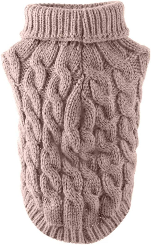 Pet Dog Turtleneck Knitting Sweater Coat Winter Warmer Thickening Pullover Knitwear Crochet Coat Clothes for Small Medium Large Dog Puppy Cat (L, ...