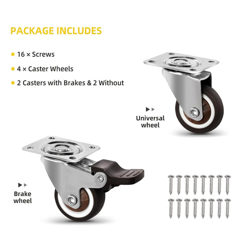 Molen 1" Low Profile TPR Casters Wheels Set of 4.for small box,Baby crib,Clothes box, Toy box, Tool box,.Weight capacity 65lbs....