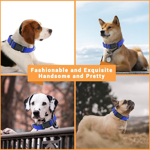 2 Pack Reflective Dog Collar with Safety Locking Buckle, Adjustable Soft Breathable Comfortable Nylon Pet Collar for Small, Medium and Large Dogs,...