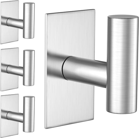 WUIVIUT Adhesive Towel Hooks for Bathroom Wall, Heavy Duty Wall Hooks for Hanging Coat Robe Clothes Bags Sponges for Bathroom Bedroom Kitchen Hote...