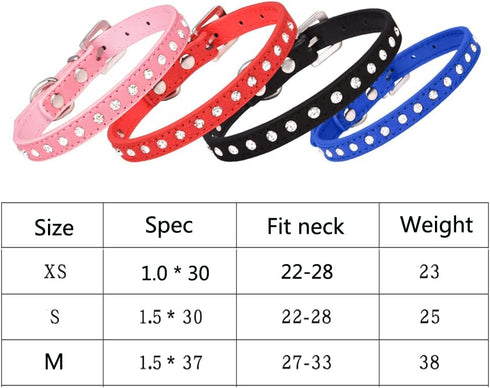 Rhinestone Dog Collar Suede Leather Crystal Diamond Colorful Bling Girl Puppy Cat Collars XS Small Pets (M, Yellow)...