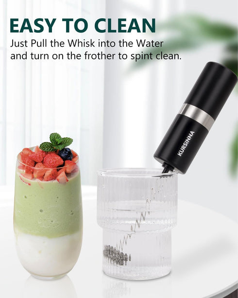 Powerful Milk Frother Handheld Battery Operated, Double Whisk Foam Frother Maker with Stainless Steel Stand, Drink Mixer For Coffee, Lattes, Match...