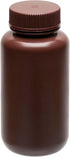 EISCO Reagent Bottle, Amber, 250mL - Wide Mouth with Screw Cap - HDPE Labs...