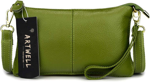 Genuine Leather Clutch Wallet For Women Wristlet Envelop Crossbody Purse Card Shoulder Bag...