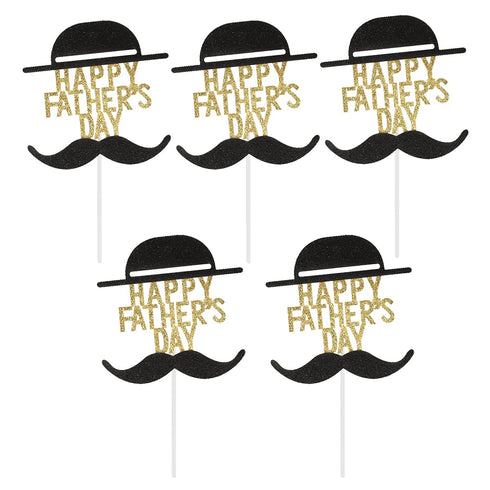 BinaryABC Happy Father's Day Cake Topper Cake Picks,Father's Day Birthday Cake Decorations Dad Party Supplies,5Pcs...