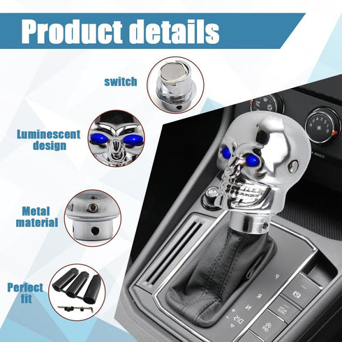 ASUBHA Skull Shifter Knob, Personalized Skull Shifter Head with Adjustable LED Double Eyelet Decorations, Gear Knob Head Universal Car Interior Ac...