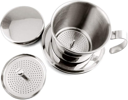 Vietnamese Coffee Drip Filter, Stainless Steel Drip Coffee Filter Maker Pour Over Coffee Dripper, Stainless Steel Cup Portable Coffee Maker Infuse...
