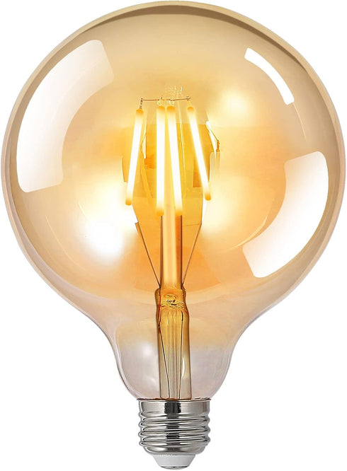 LED Bulbs 60 Watt Equivalent, 2 Pack 6W G125 LED Globe Bulbs, Antique Vintage Light Bulbs Amber, E26 LED Edison Light Bulb, 2700K 800LM Warm White...