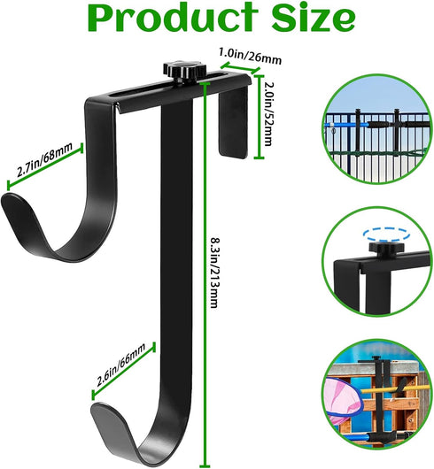 Pool Pole Hanger, Adjustable Pool Pole Double Hooks Hangers for Pool or Garden Fence, Telescopic Poles, Aluminum Pool Equipment Holder,Use to Hang...