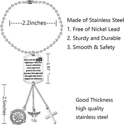 FUSTMW Guardian Angel Rearview Mirror Charm Drive Safe Gifts Car Ornament Hanging New Drivers Gifts May Your Guardian Angel Ride with You (silver)...