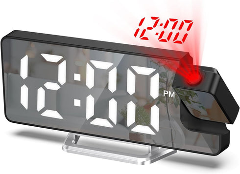 Projection Alarm Clock for Bedroom, Digital Clock with 180° Rotatable Projector, 7.9'' Large Display LED Alarm Clock with Temperature, Snooze, Adj...