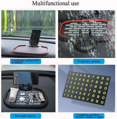 Non-Slip Phone Pad for Car Dashboard, Universal 360 Degree Rotating Car Phone Holder Multifunctional Anti-Shake Phone Mat for Cell Phone GPS Sungl...