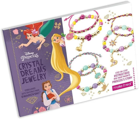 Make It Real - Disney Princess Crystal Dreams Jewelry - DIY Bead & Charm Bracelet Making Kit - Includes Jewelry Making Supplies, Charms with Swaro...