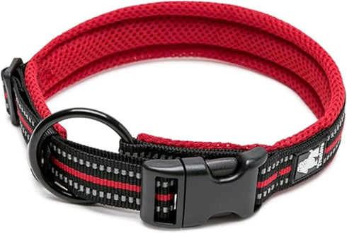 Chai's Choice Dog Collar Small (Red) | Comfortable & Stylish Pet Collar with Adjustable Strap Soft Padded | No-Choke & Quick Release | 3M Reflecti...