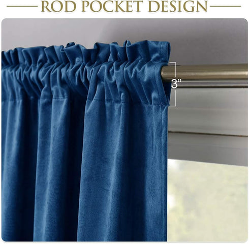 Luxury Decoration Velvet Valance Curtains - Light Blocking Small Window Scalloped Valance with Solid Rod Pocket Thick Privacy Tier Curtain for Caf...