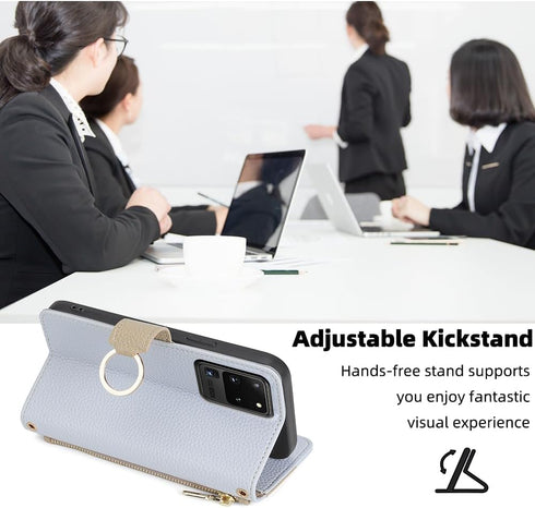 Asuwish Phone Case for Samsung Galaxy S20 Ultra 5G Wallet Cover with Screen Protector and Mirror Flip Cover Ring Card Holder Crossbody Strap Cell ...