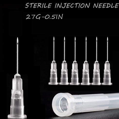 100 Pack 27Ga 1/2 Inch Stainless Steel Dispensing Lab Tools Accessories for Scientific Labs, Measuring and Refilling, Individually Wrapped...