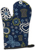 Caroline's Treasures BB5086OVMT Blue Flowers Black Labrador Oven Mitt Heat Resistant Thick Oven Mitt for Hot Pans and Oven, Kitchen Mitt Protect H...