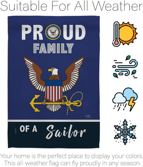 Proud Family Sailor Garden Flag - Armed Forces Navy USN Seabee United State American Military Veteran Retire Official - House Decoration Banner Sm...