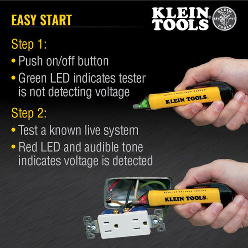 Klein Tools NCVT1P Voltage Tester, Non-Contact Low Voltage Tester Pen, 50V to 1000V AC, Audible and Flashing LED Alarms, Pocket Clip...