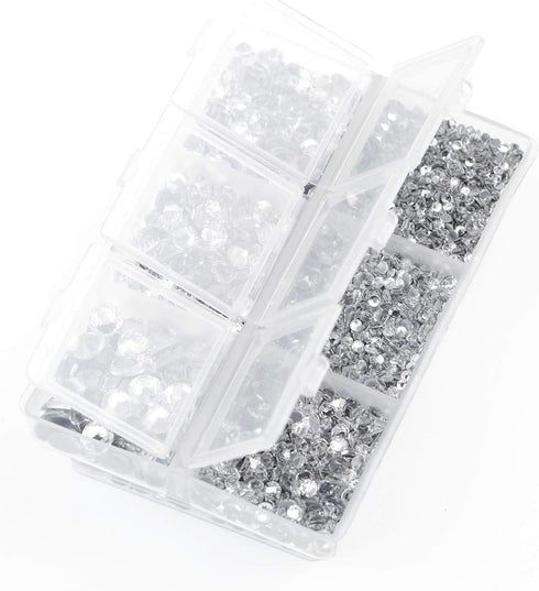AD Beads 4500 Pieces Hotfix Rhinestones Flat Back 6 Sizes (2-6 mm) Crystal Round Glass Gems with Tweezers and Picking Rhinestones Pen or Crafts Na...
