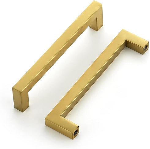 Ravinte 5 Pack 5 Inch Kitchen Square Cabinet Handles Cabinet Pulls Brushed Brass Drawer Pulls Kitchen Cabinet Hardware Kitchen Handles for Cabinet...