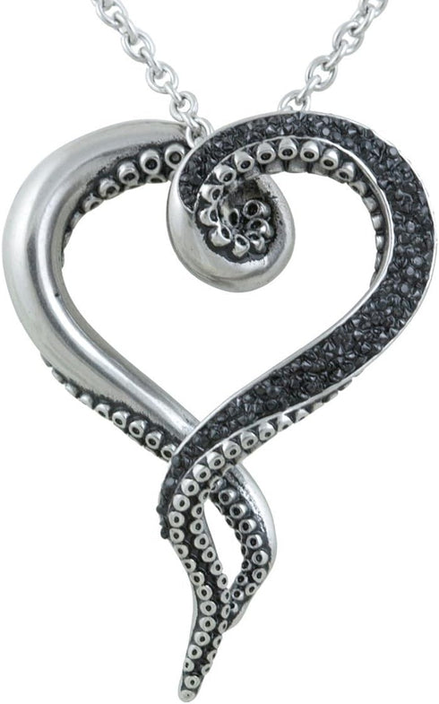 Controse Women's Silver-Toned Heart Shaped Stainless Steel Dark and Bright Tentacle Octopus Necklace 31"...