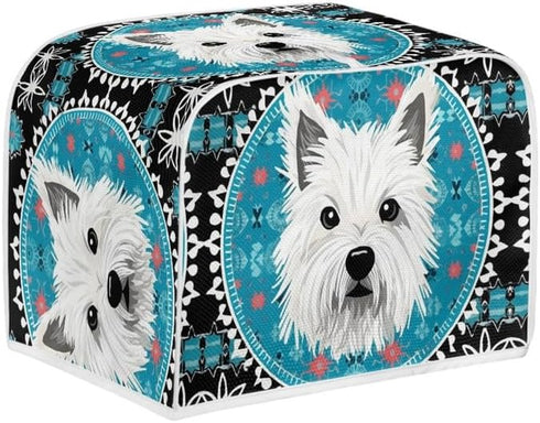 4 Slice Toaster Cover West Highland White Terrier Appliance Toaster Cover Westie Blue Mandala Universal Fit Wide Slot Bread Maker Protective Cover...