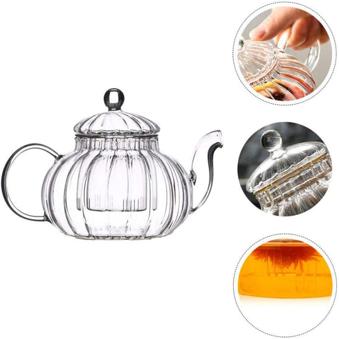 Glass Teapot with Infuser, Stovetop Safe Tea Kettle, Blooming and Loose Leaf Tea Maker...