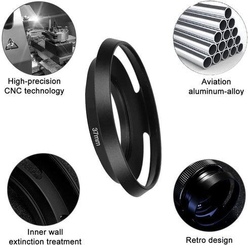 37mm Metal Lens Hood & Lens Cap Compatible for Olympus E-M10 IV/E-M10 III E-PL7 kit Zuiko 14-42mm Lens (1+1 Pack)...