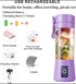 WROZZO Mini Personal Blender, 1000W Powerful Motor, 800ml Cup, 6 Stainless Blades, USB Charging, Portable Blender for Shakes and Smoothies Purple...