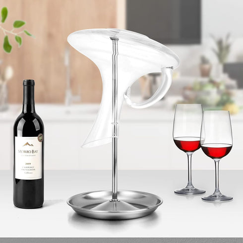 Wine Decanter Drying Stand with Silicone Head to Prevent Scratches-Detachable Shelf Decanter Rack Holder with Drip Catching Base, Decanter and Win...