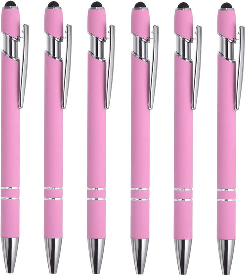 PATIKIL Ballpoint Pen with Stylus Tip, 6 Pack 2 in 1 Metal Pen Black Ink 1.0mm Medium Point Stylus Pen for Touch Screens Style 1, Light Purple...