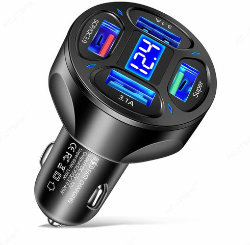Car Charger Fast Charge,66W SCP/QC3.0 Cell Phone Charger,Cigarette Lighter USB Charger with Voltage Detection Compatible for iPhone 14 Pro MAX/13,...