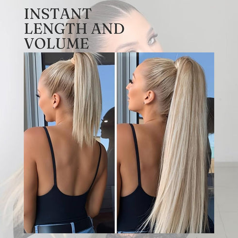 28inch Long Ponytail Extension with Hair Tie, Multi Dark Blonde Yaki Straight Ponytail Thick Braiding Hair Ponytail Natural Fake Pony Tails Hairpi...