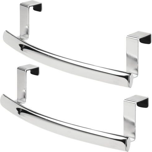 mDesign Steel Over Door Curved Towel Bar Storage, Hanger for Cabinet or Cupboard, Holder Rack for Kitchen, Bathroom - Holds Hand/Dish Towels, Wash...