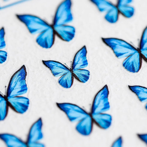 2 Sheets Butterfly Nail Art Stickers 3D Summer Nail Art Design Black Blue Butterfly Nail Designs 3D Butterfly Sticker Manicure Sliders Nail Art Su...