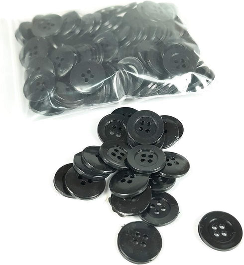 3/4" Inch Round Button (19 mm) 150 Pcs for Sewing Garment Clothing Dress Pants Skirt Hat Accessories Scrapbooking DIY Craft - Black Color....