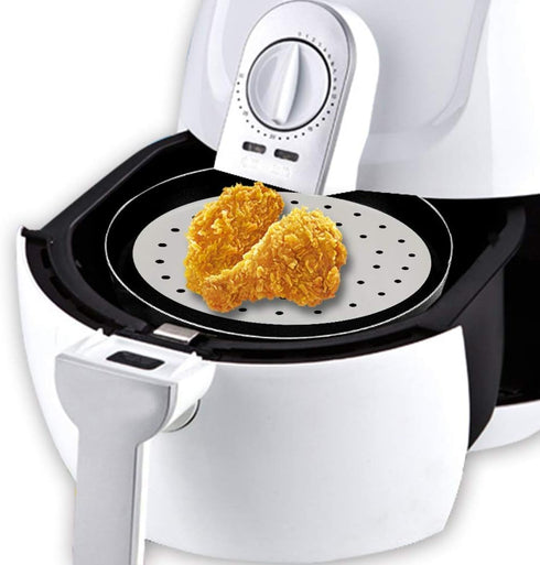 Air Fryer Liners - 7" 8.5" 9"10" Parchment Paper Bamboo Steamer liners Perforated Anti-stick Waterproof 100% Pure Raw Wood Pulp by EBIGIC...