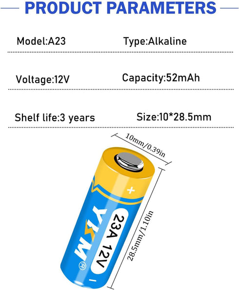 23A 12 Volt Battery A23 MN21/23 L1028f 12V Alkaline Battery for Ceiling Fan Remote Garage Door Opener 5 Pack...