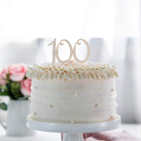 100 Years Birthday Cake Topper - New Best Crystal Rhinestone 100th Wedding Anniversary Or 100 Years Old Cake Topper Party Decoration Gold...
