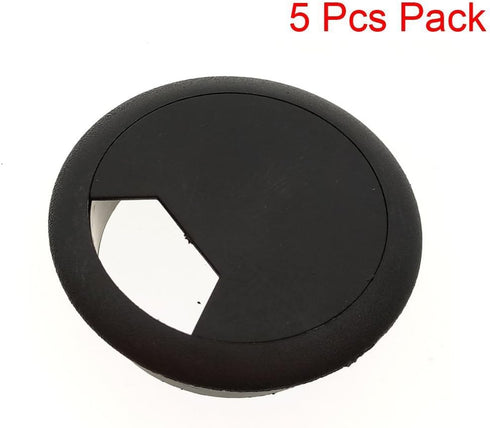 YXQ Desk Hole Cord Grommet 2 inch Wire Organizer Hide Adjustable Cables Through Computer Office Desk Cover Plug Cap Plastic Black, 5Piece...