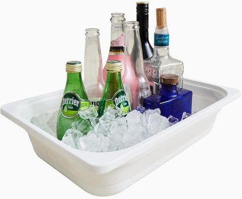 Beright Collapsible Storage Bin, Wash Basin Folding Dish Tub Sink, Space Saving for Dishing, Fruit and Camping, Hiking and Home, White, Large, 1 P...