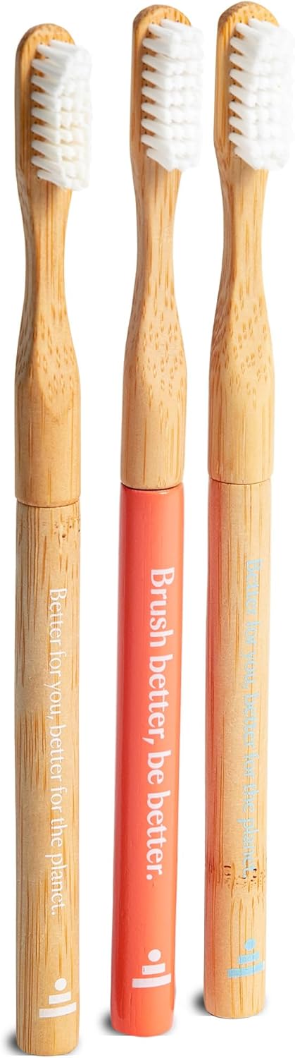 Better & Better Natural Bamboo Toothbrush | Soft Bristles | 100% Plant-Based | Reusable Handle and Replaceable Brush Head | Eco-Friendly, Zero Pla...