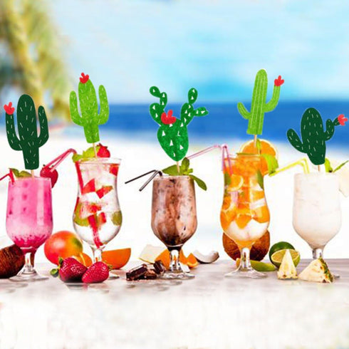 Cactus Cupcake Toppers Summer Hawaii Theme Party Favors Cupcake Picks for Fruit Cake Decorations Fiesta West Tropical Cacti Birthday Party Supplie...