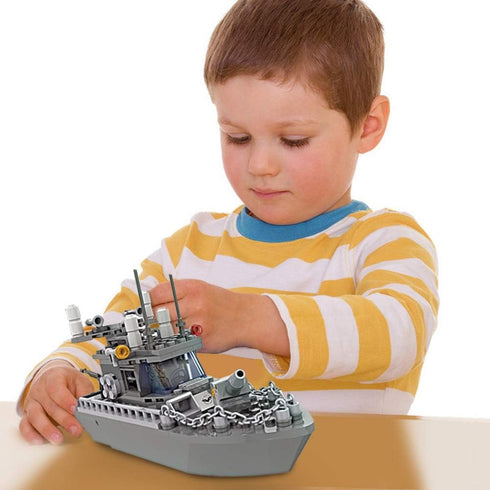 Army Toys Battleship Building Blocks Coast Guard Warship with Solid Hull and Deck Building Set Fun Preschool Educational toys for Boys and Girls 6...